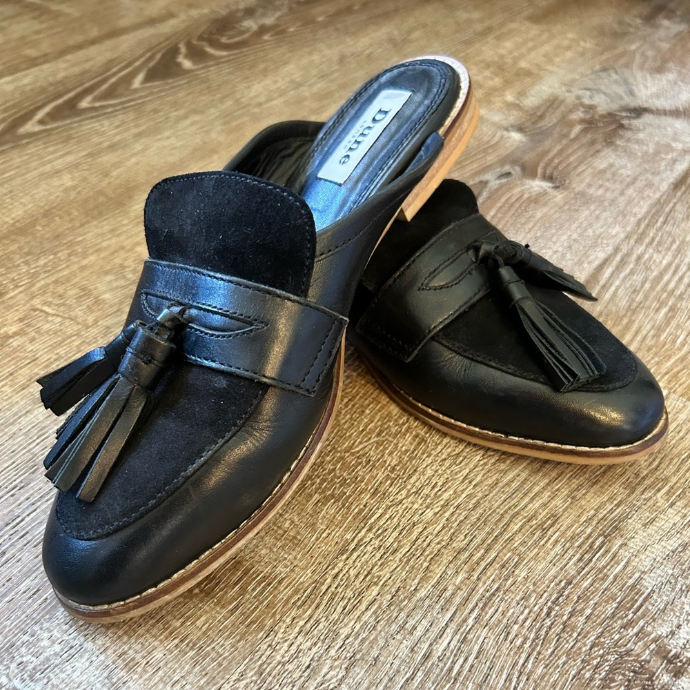 Dune black leather loafers